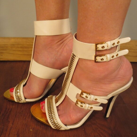 TOM FORD White Zipper Double Ankle Strap High Sandals - Picture 5 of 11